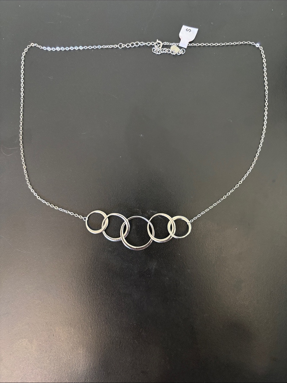 NEW .925 Sterling Silver Linked Rings Necklace Elegant Fine Jewelry NWT 20”